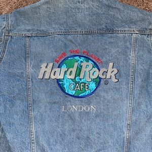 VINTAGE MEDIUM HARD ROCK CAFE LONDON JEAN JACKET s